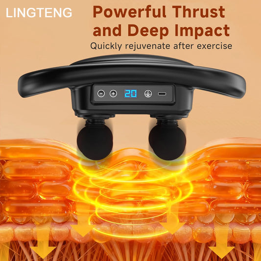 LINGTENGDeep Tissue Massage Gun with 6-Head Muscle Massager, Back Pain Relief Massager, Percussion Massage Tool Handheld Massager, 9 Levels 4 Modes, Christmas Gift, Adult Birthday Gift, Father's Day Gift