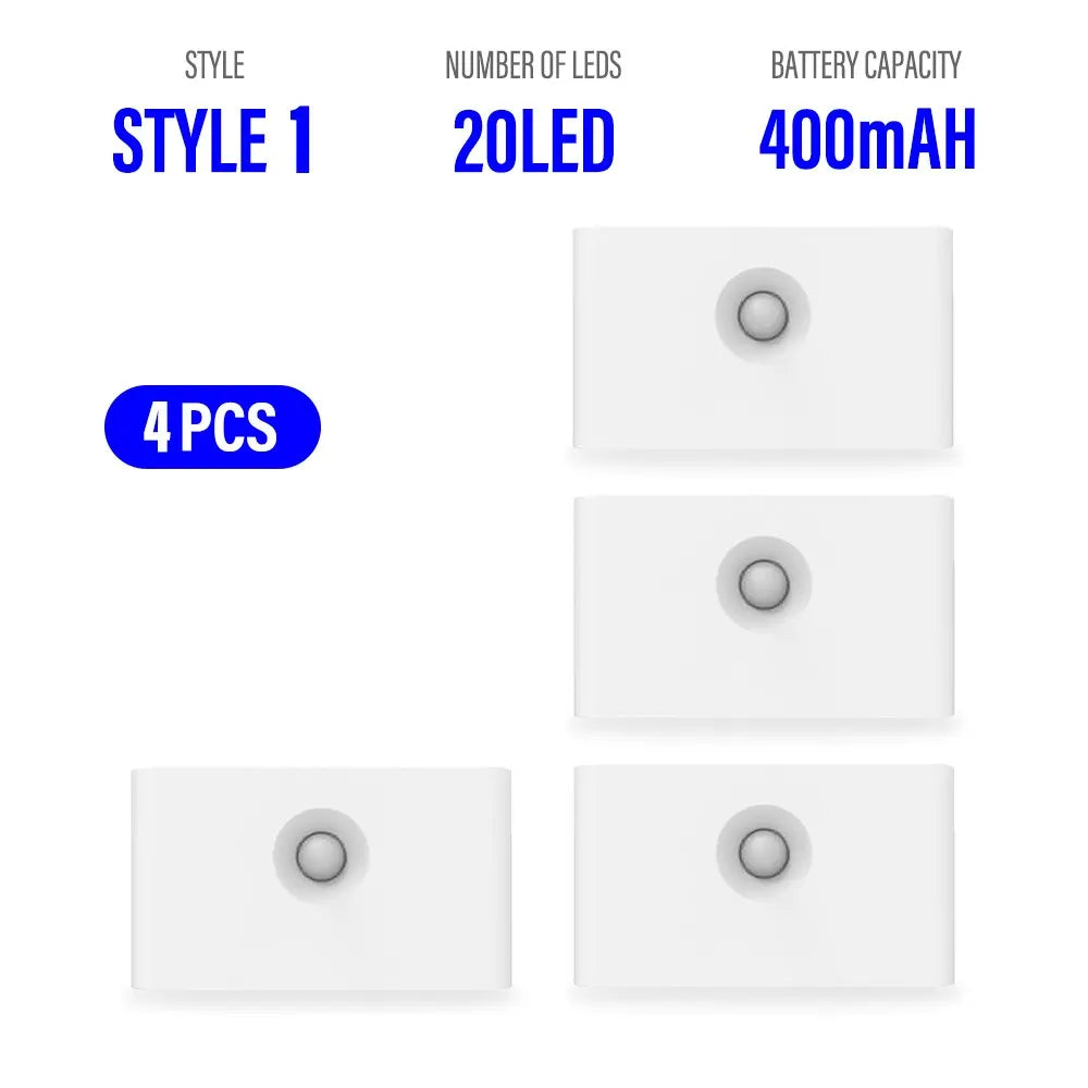 LED Intelligent Sensor Night Light Wireless USB Charging Motion Sensor Wall Light for Bedroom Corridor Cabinet Lighting