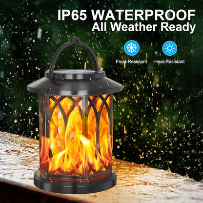 Solar Powered Flame Effect Garden Lantern with Clip