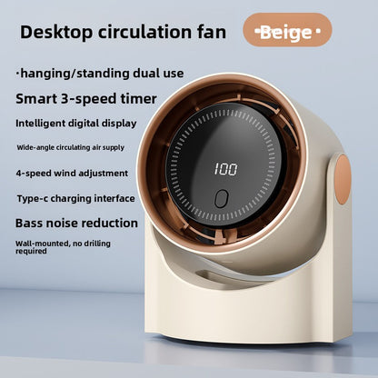 Bladeless Desktop Fan with Digital Display USB Charging
