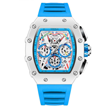 Multifunctional Waterproof Quartz Watch with Silicone Strap