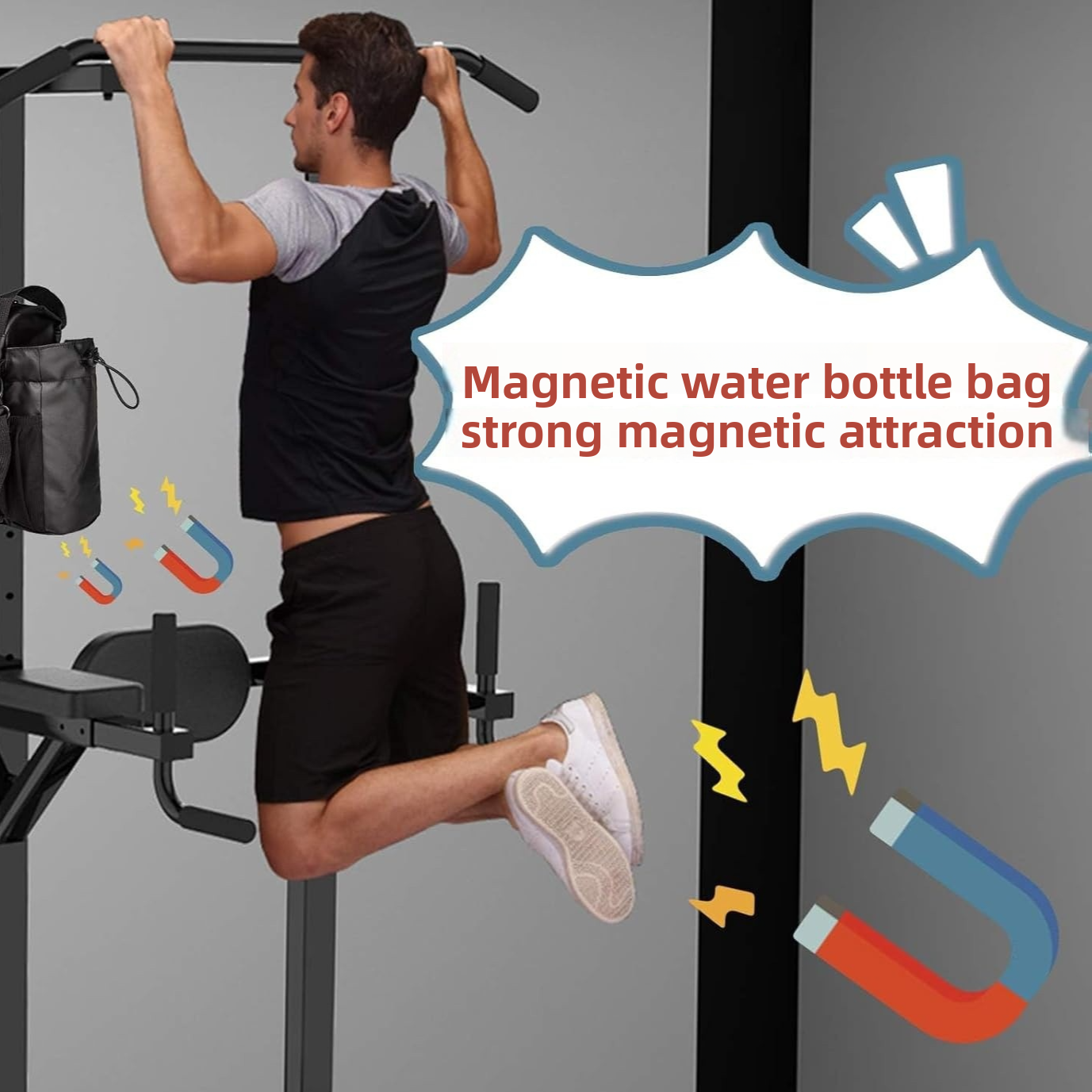 Magnetic Fitness Water Bottle Bag with Crossbody Strap