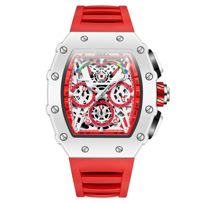 Multifunctional Waterproof Quartz Watch with Silicone Strap
