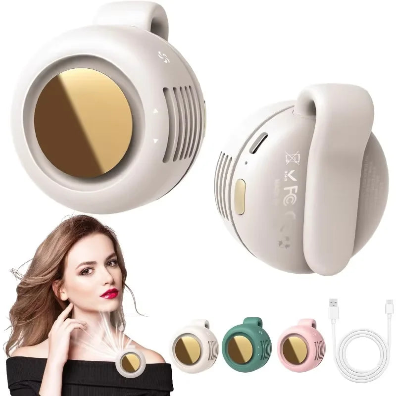 NEW Portable Silent Mini Bladeless Electric Fan,Small fan Clip on Shirt Waist Mini Bladeless Fan Adjustable 3-Speed For Outdoor