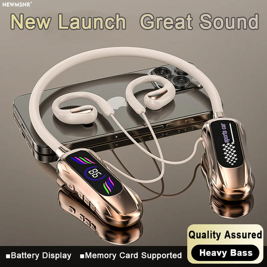 NEW Sports Car Shape Surround Sound Neckband Open-ear LED Display Headsets Wireless Bluetooth Headphones Sports Gaming Earphones