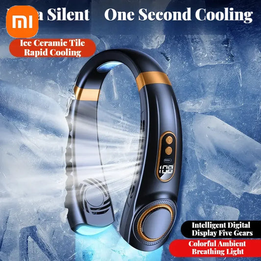 Xiaomi USB Rechargeable Neck Fan 8000mAh Portable Bladeless MINI Electric Ventilador Silent Neckband Wearable Cooling FAN