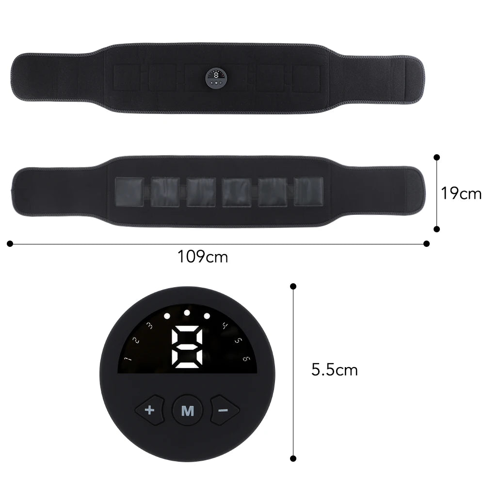 EMS Abdominal Muscle Trainer 6 Modes Abdominal USB Rechargeable ABS Training Belt Exercise Fitness Equipment Muscle Massager