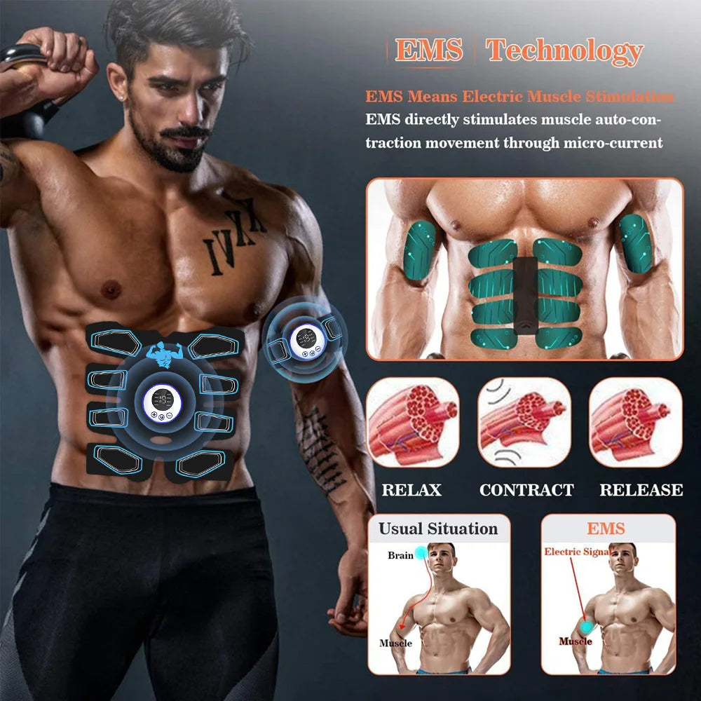 Muscle Stimulator Pads EMS Ab Stimulator Abs Trainer for Body Shaping Abdominal Exercise Equipment Unisex