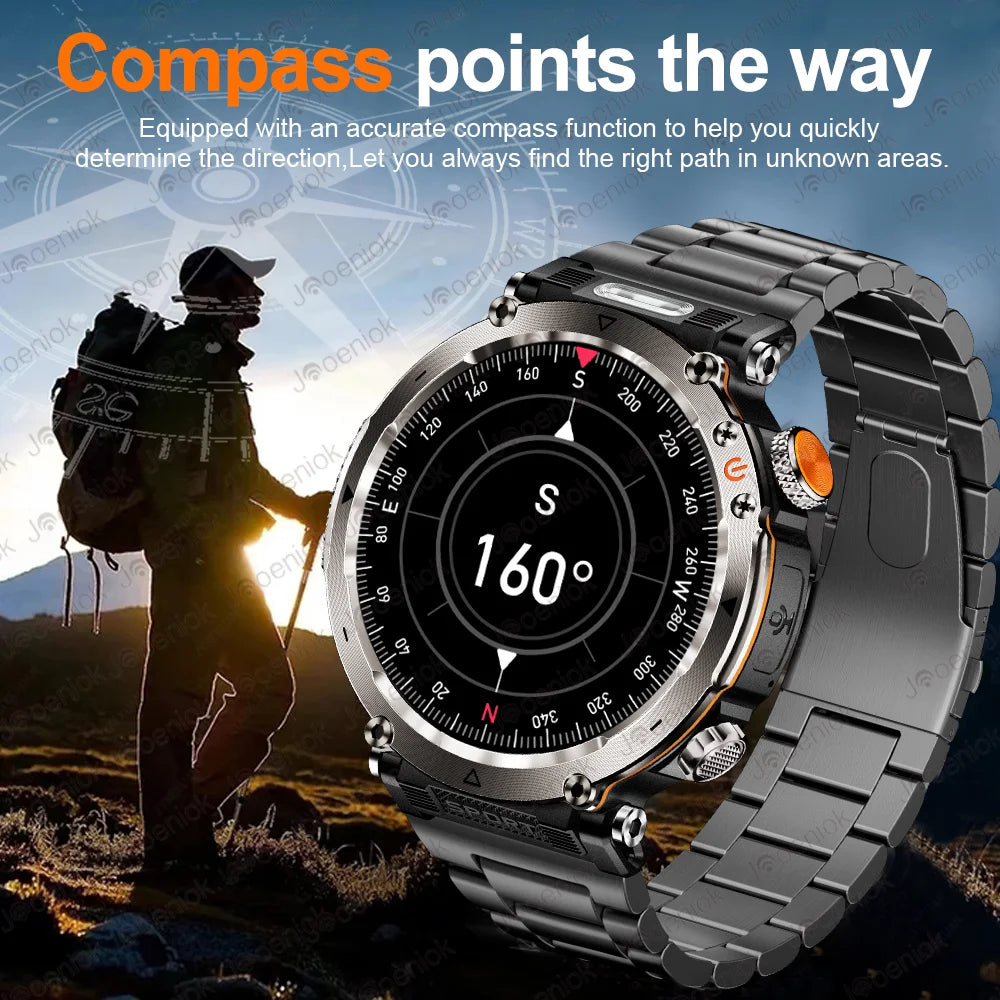 2025 New Fashion Luxury 5ATM Watch HT30 GPS Compass Smart Watch Outdoor Sport Man AMOLED 366*366 NFC Heart Rate IP68 Smartwatch
