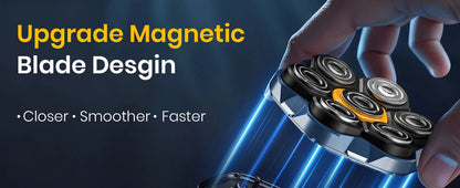 7D Head Shaver Magnetic Head Shavers for Bald Men IPX7 Waterproof Floating Cutter Wet/Dry Electric Razor