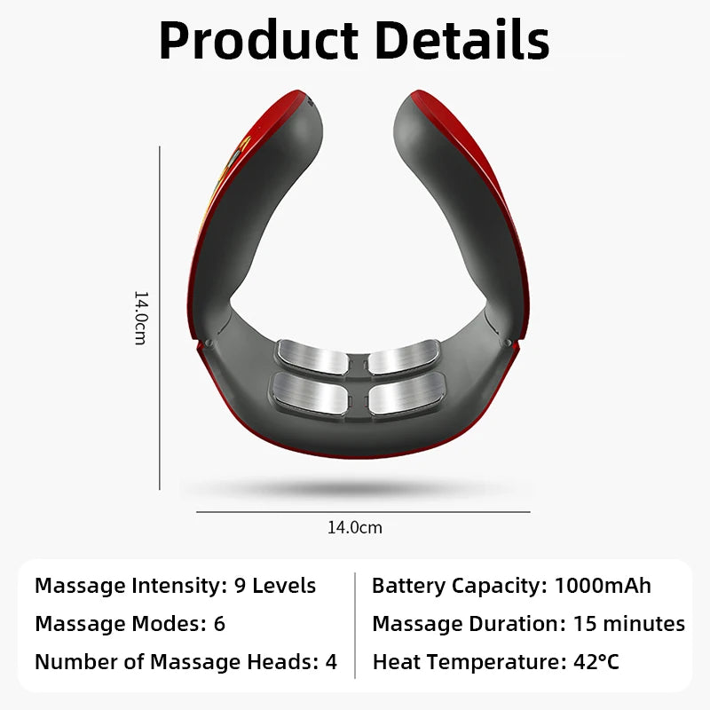 New Electric Neck Massager TENS Pulse Rechargeable Low Frequency Pulse Cervical Smart Electric Neck Massager