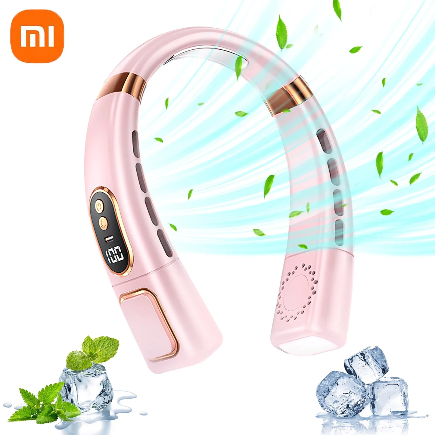 Xiaomi USB Rechargeable Neck Fan 8000mAh Portable Bladeless MINI Electric Ventilador Silent Neckband Wearable Cooling FAN