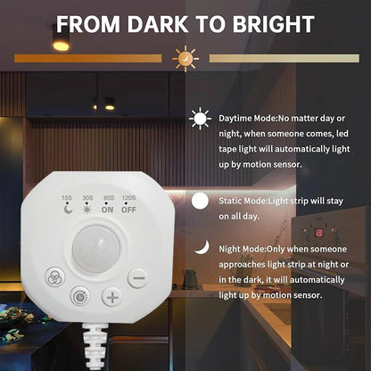 Motion Sensor Stair Lights With Chase Effect Under Bed Lights Under Cabinet Lights, Motion Activated Led Light Strip for Home