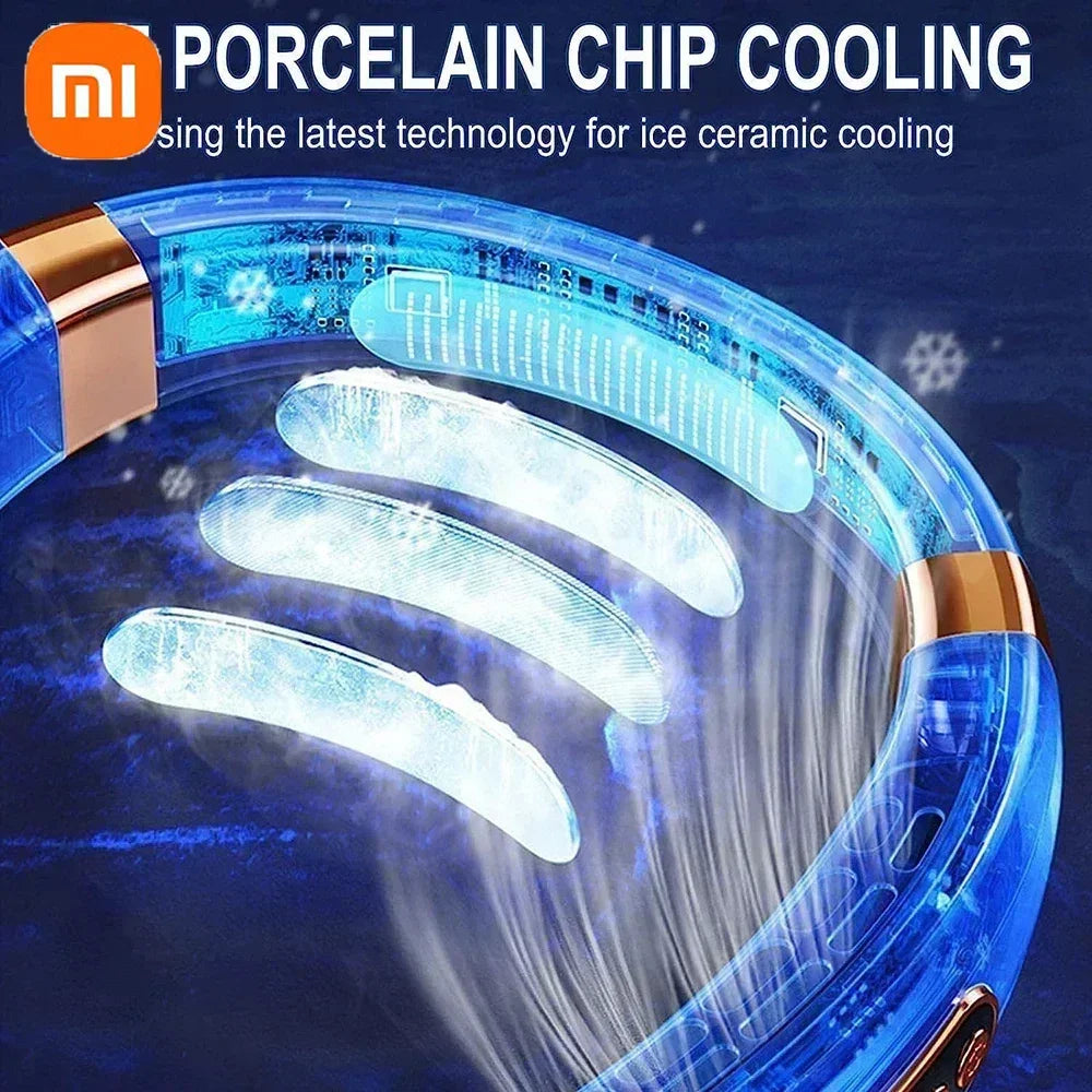 Xiaomi USB Rechargeable Neck Fan 8000mAh Portable Bladeless MINI Electric Ventilador Silent Neckband Wearable Cooling FAN