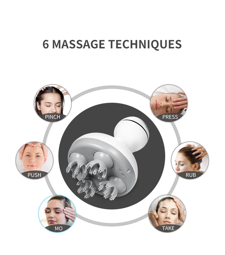 New Electric Cordless Hair Scalp Massager Handheld Portable Head Scratcher Massager for Hair Growth, Deep Clean and Stress Relax
