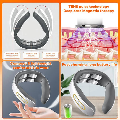 New Electric Neck Massager TENS Pulse Rechargeable Low Frequency Pulse Cervical Smart Electric Neck Massager