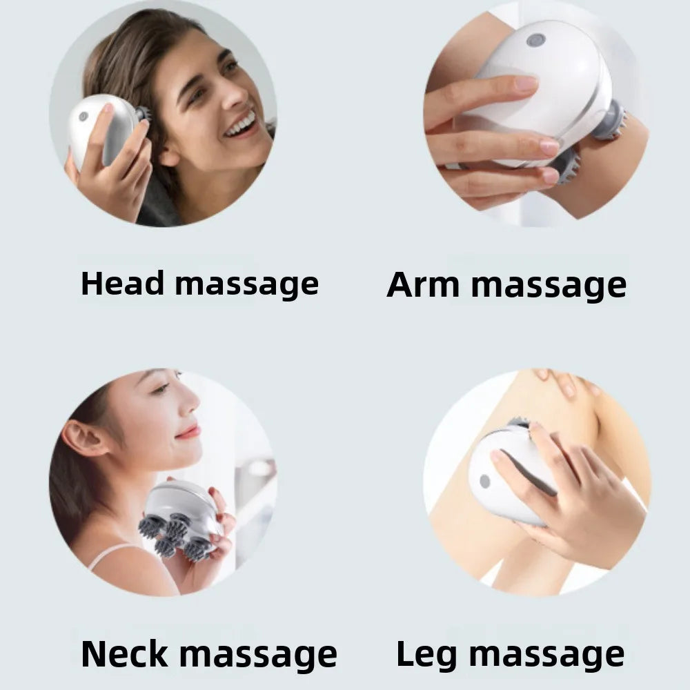 Multi-Purpose Electric Head Massager Scalp Relax Vibration Scalp Massager Rechargeable Kneading Head Massage Machine Bathroom