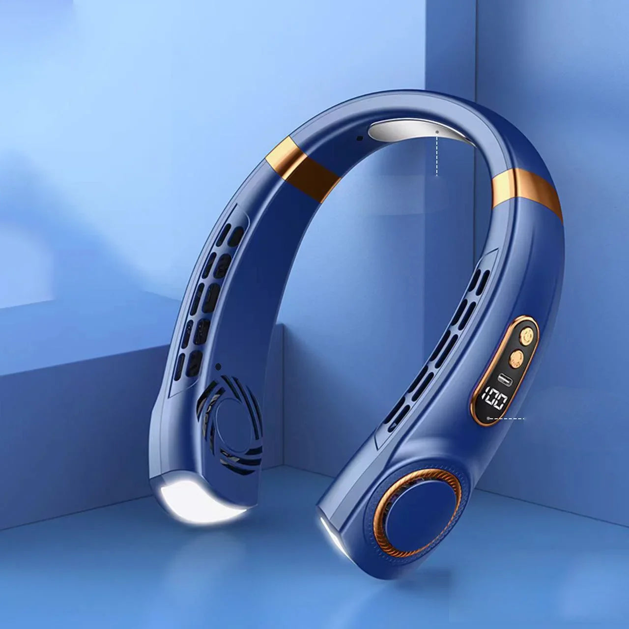 JKUOO Portable Neck Fan,Hands Free Bladeless Fan with LED 4 Cooling Plate,Personal Fan 4000mAh Battery USB Rechargeable