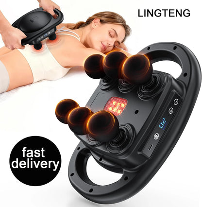 LINGTENGDeep Tissue Massage Gun with 6-Head Muscle Massager, Back Pain Relief Massager, Percussion Massage Tool Handheld Massager, 9 Levels 4 Modes, Christmas Gift, Adult Birthday Gift, Father's Day Gift