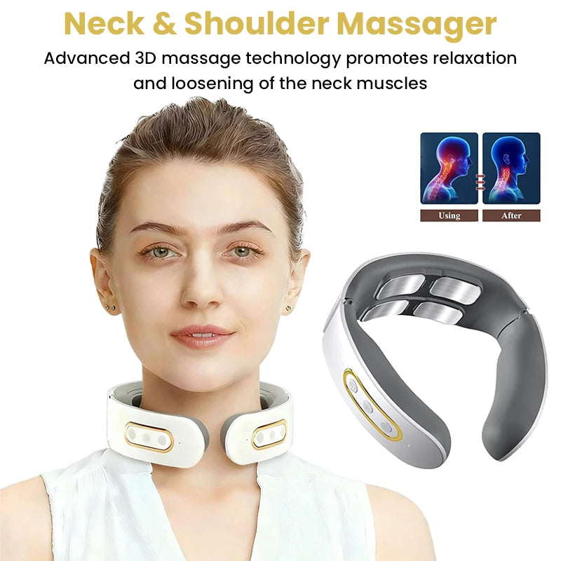 New Electric Neck Massager TENS Pulse Rechargeable Low Frequency Pulse Cervical Smart Electric Neck Massager