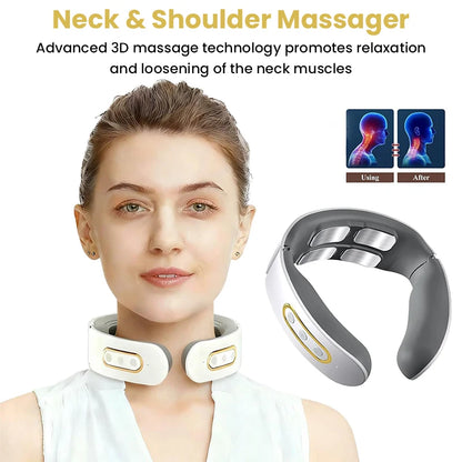 New Electric Neck Massager TENS Pulse Rechargeable Low Frequency Pulse Cervical Smart Electric Neck Massager