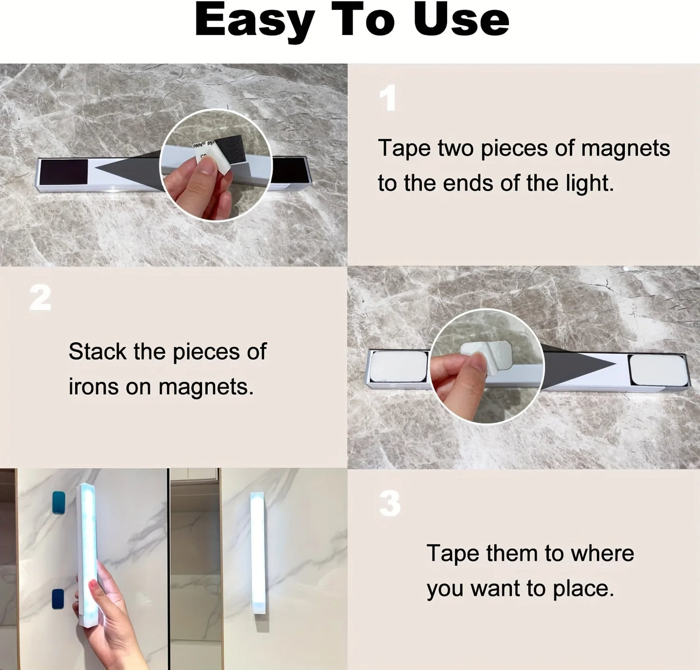 3pcs LED Motion Sensor - Dimmable Cabinet Lights, USB Rechargeable,3Color Modes,Night Light, for Bedroom,Staircase, Kitchen,Room