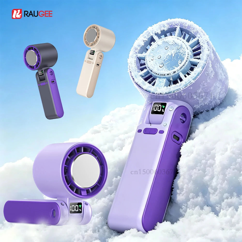 Mini Fan Portable Neck Air Cooling Fan Rechargeable Foldable Handy Fan Small Handheld Cool Fan Outdoor Neck Handing Fan 3000mAh
