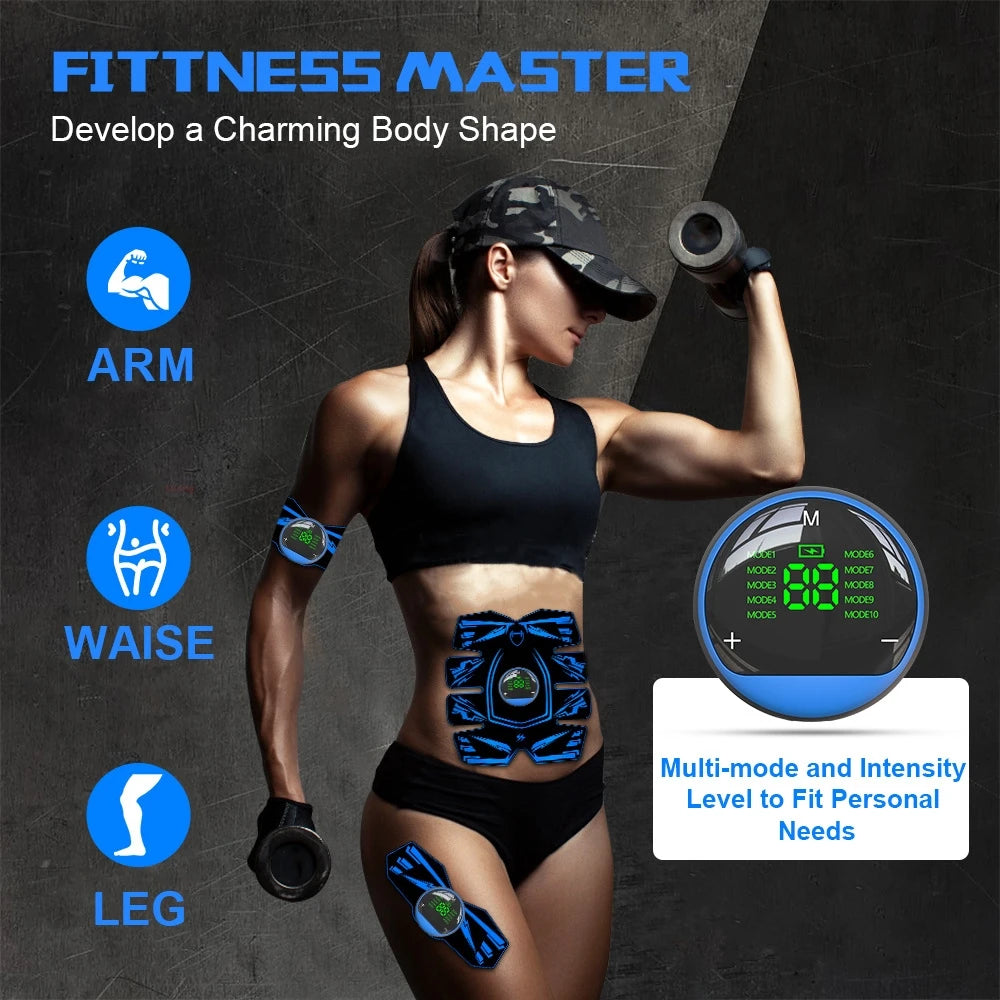 EMS Ab Stimulator Abs Trainer Waist Trainer Belt for Home Use 8-Pack Abs Toning with Remote Portable Fitness Equipment