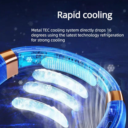 JKUOO Portable Neck Fan,Hands Free Bladeless Fan with LED 4 Cooling Plate,Personal Fan 4000mAh Battery USB Rechargeable