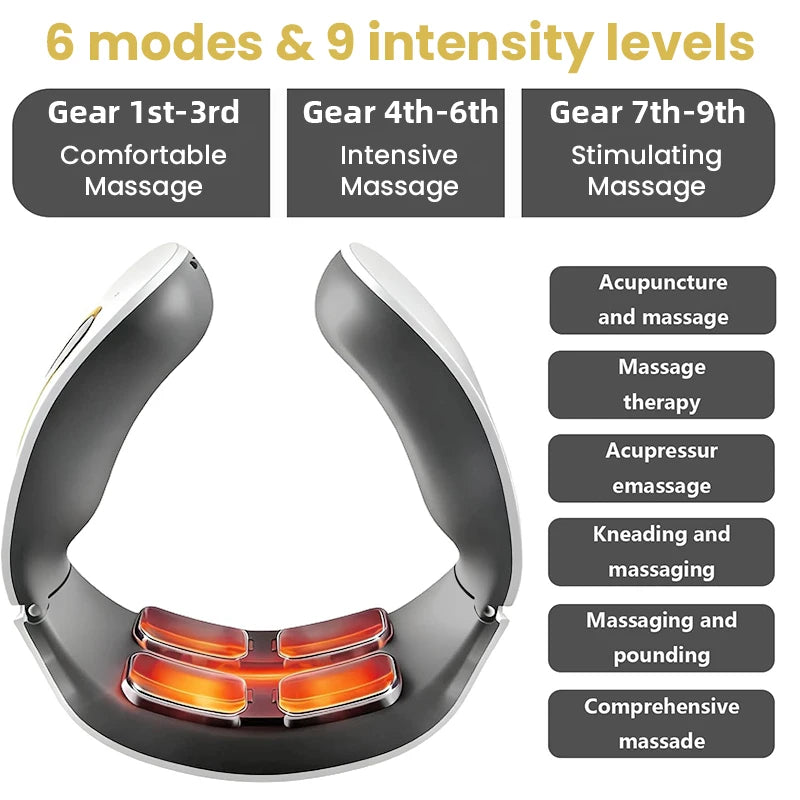 New Electric Neck Massager TENS Pulse Rechargeable Low Frequency Pulse Cervical Smart Electric Neck Massager