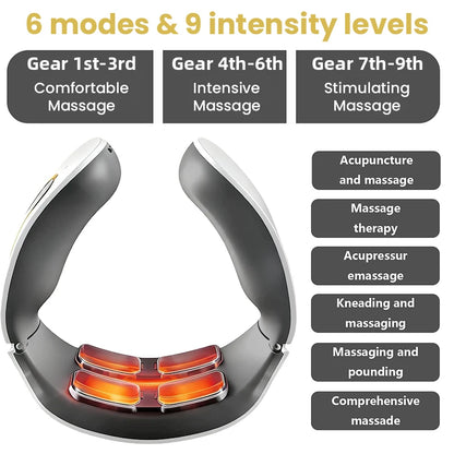 New Electric Neck Massager TENS Pulse Rechargeable Low Frequency Pulse Cervical Smart Electric Neck Massager