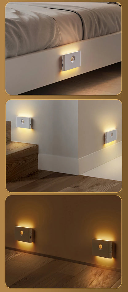 LED Intelligent Sensor Night Light Wireless USB Charging Motion Sensor Wall Light for Bedroom Corridor Cabinet Lighting