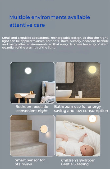 5pcs Wireless LED Night Light Motion Sensor Lamp USB NightLights for Bedroom Kitchen Stair Hallway Wardrobe Lighting Cupboard