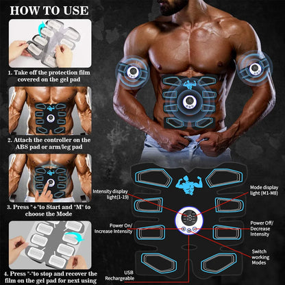 Muscle Stimulator Pads EMS Ab Stimulator Abs Trainer for Body Shaping Abdominal Exercise Equipment Unisex