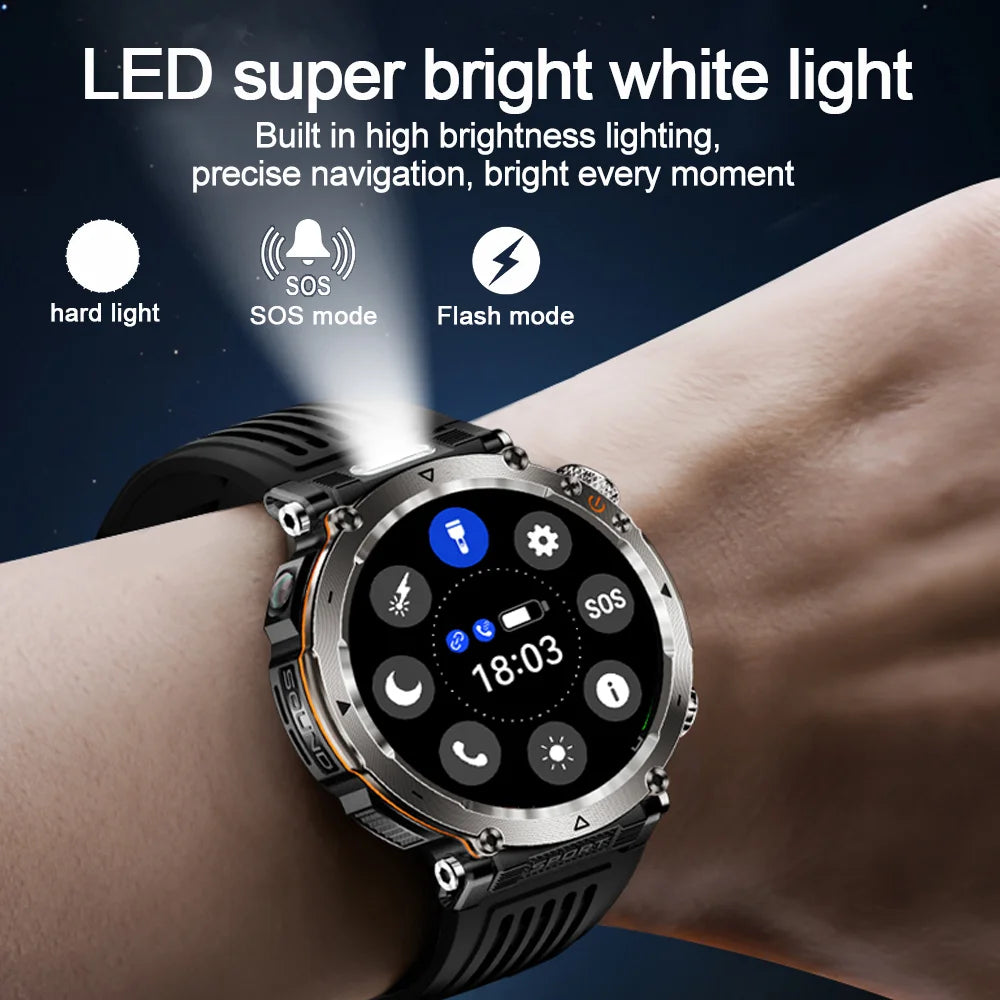 2025 New Fashion Luxury 5ATM Watch HT30 GPS Compass Smart Watch Outdoor Sport Man AMOLED 366*366 NFC Heart Rate IP68 Smartwatch