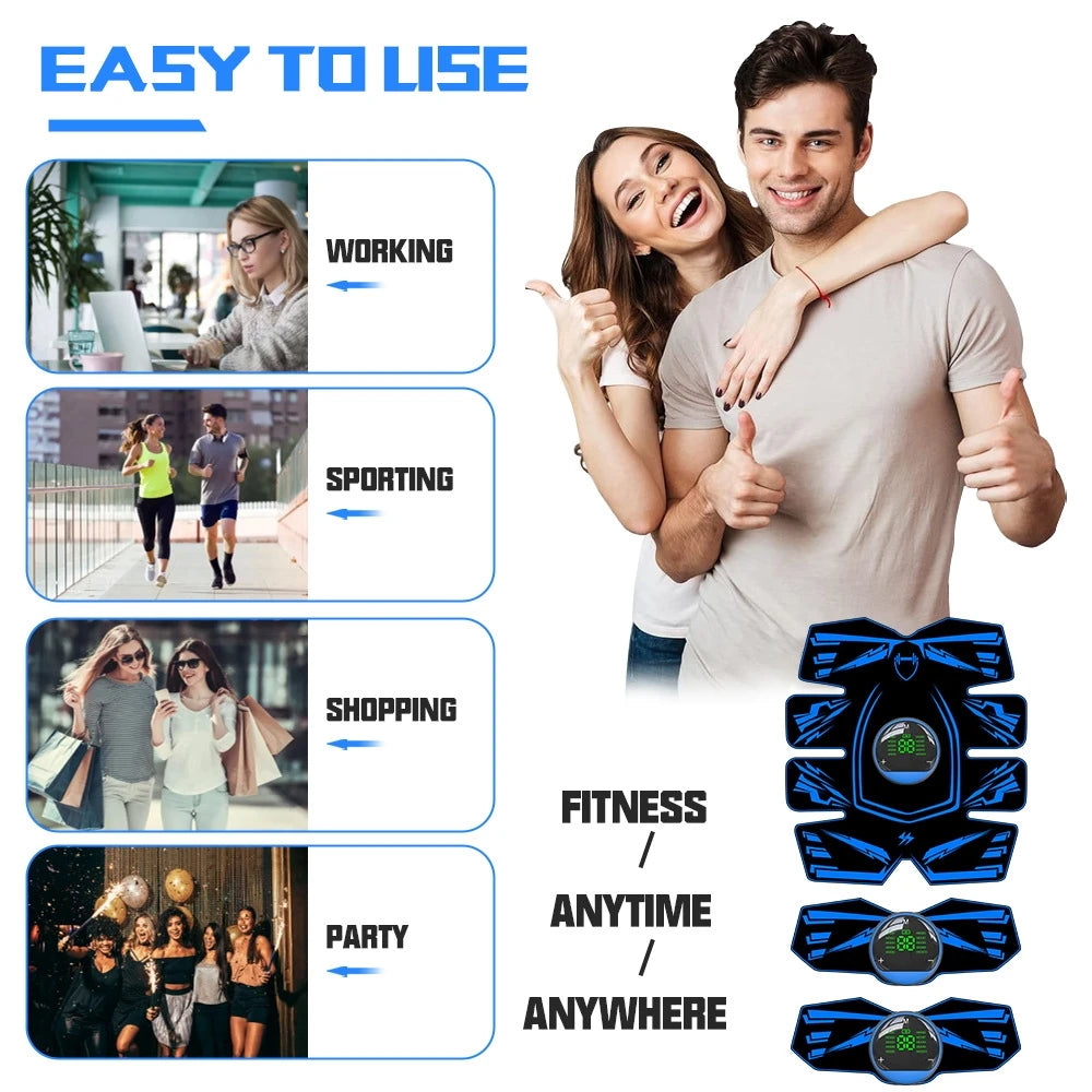 EMS Ab Stimulator Abs Trainer Waist Trainer Belt for Home Use 8-Pack Abs Toning with Remote Portable Fitness Equipment