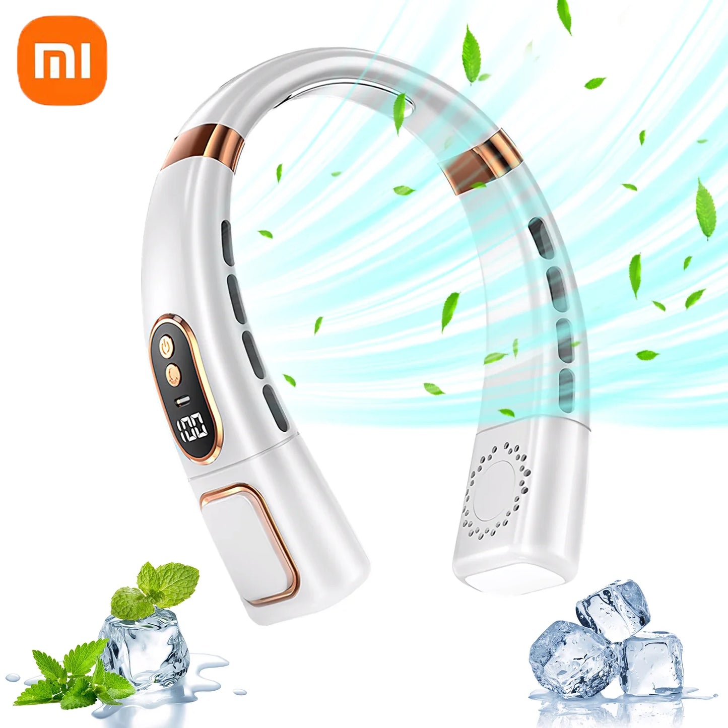 Xiaomi USB Rechargeable Neck Fan 8000mAh Portable Bladeless MINI Electric Ventilador Silent Neckband Wearable Cooling FAN