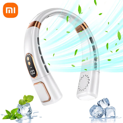 Xiaomi USB Rechargeable Neck Fan 8000mAh Portable Bladeless MINI Electric Ventilador Silent Neckband Wearable Cooling FAN