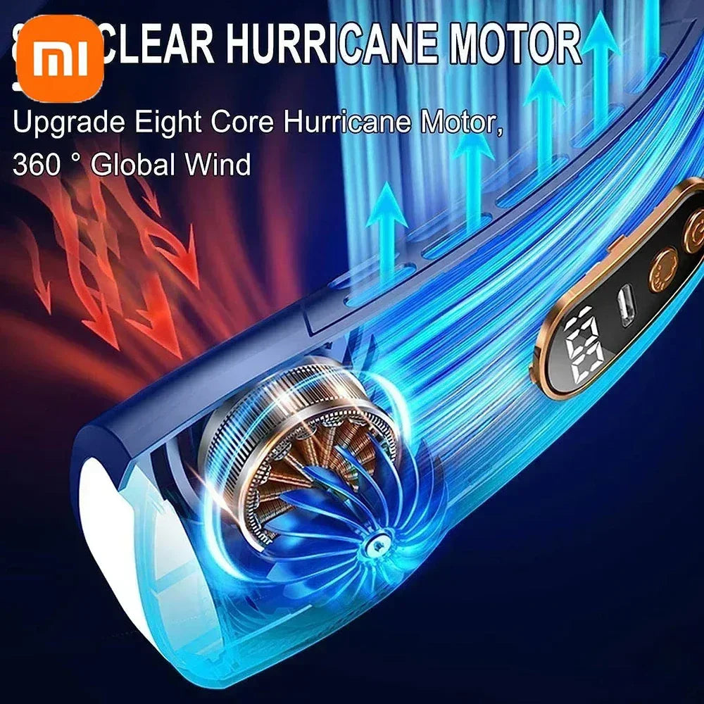 Xiaomi USB Rechargeable Neck Fan 8000mAh Portable Bladeless MINI Electric Ventilador Silent Neckband Wearable Cooling FAN
