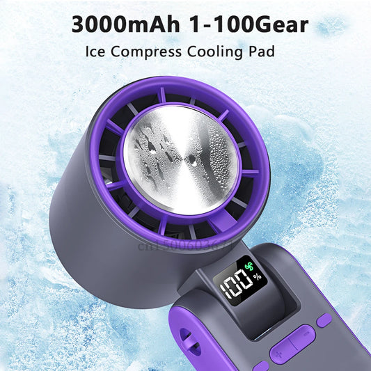 Mini Fan Portable Neck Air Cooling Fan Rechargeable Foldable Handy Fan Small Handheld Cool Fan Outdoor Neck Handing Fan 3000mAh