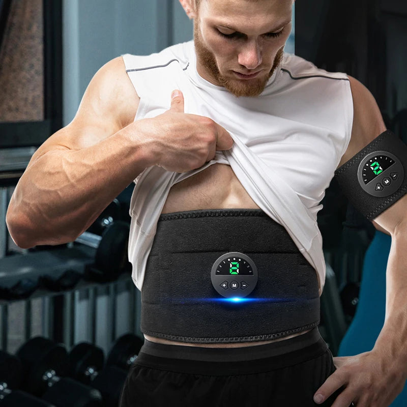 EMS Abdominal Muscle Trainer 6 Modes Abdominal USB Rechargeable ABS Training Belt Exercise Fitness Equipment Muscle Massager