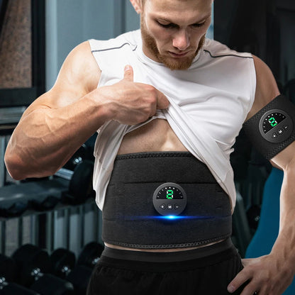 EMS Abdominal Muscle Trainer 6 Modes Abdominal USB Rechargeable ABS Training Belt Exercise Fitness Equipment Muscle Massager