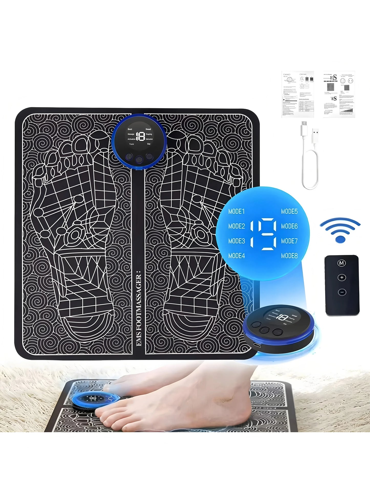 EMS Foot Massager Rechargeable Massage Pad Foot Relaxation Pad Electric Foot Massage Tools Promote Blood Circulation