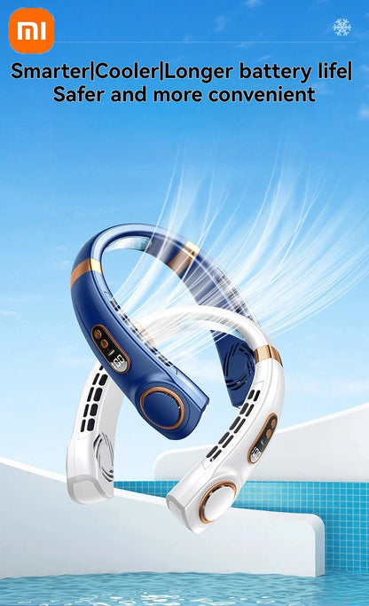 Xiaomi USB Rechargeable Neck Fan 8000mAh Portable Bladeless MINI Electric Ventilador Silent Neckband Wearable Cooling FAN