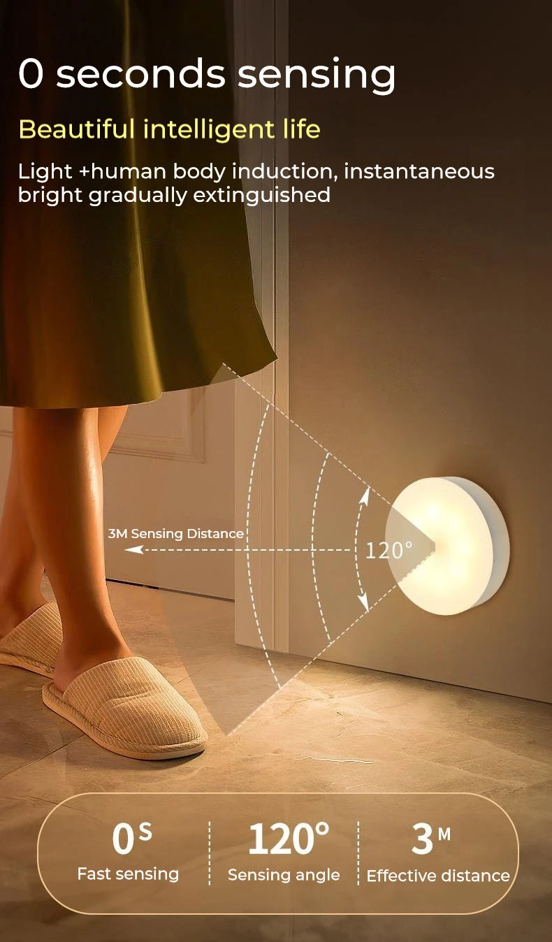 5pcs Wireless LED Night Light Motion Sensor Lamp USB NightLights for Bedroom Kitchen Stair Hallway Wardrobe Lighting Cupboard