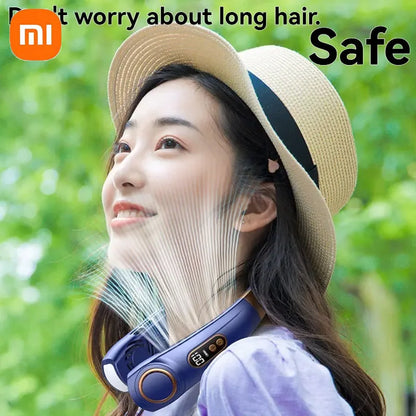 Xiaomi USB Rechargeable Neck Fan 8000mAh Portable Bladeless MINI Electric Ventilador Silent Neckband Wearable Cooling FAN