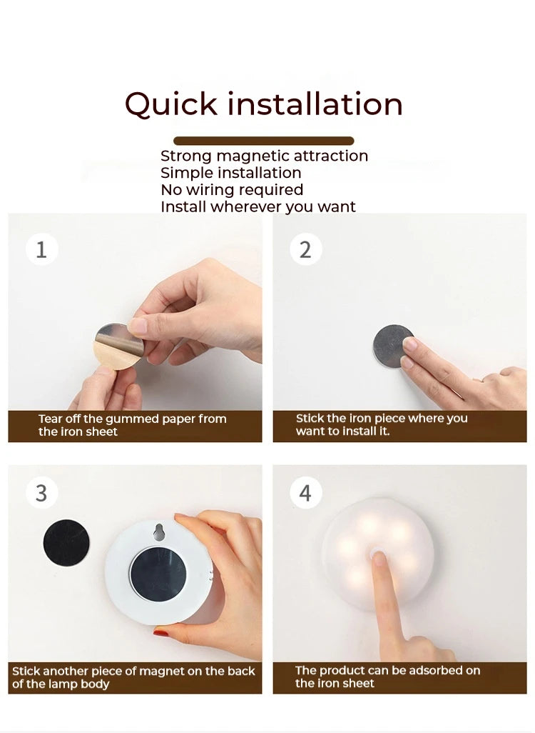 5pcs Wireless LED Night Light Motion Sensor Lamp USB NightLights for Bedroom Kitchen Stair Hallway Wardrobe Lighting Cupboard