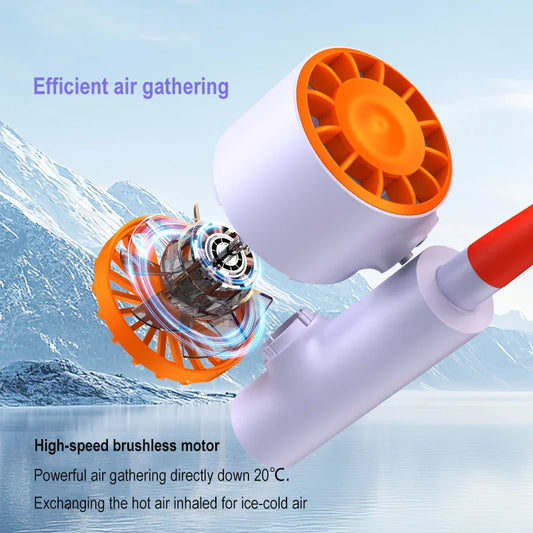 Hanging Neck Fan Type-C Charging 2400mAh Battery Portable Small Halter Turbine FanNo Noise Fan for Outdoor Travel Sport