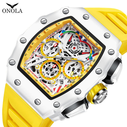 Multifunctional Waterproof Quartz Watch with Silicone Strap